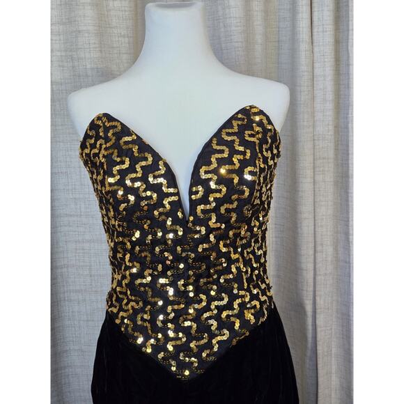 Gunne Sax Jessica Mcclintock dress size 11 black velvet sequins vintage, Glamour - Picture 3 of 8